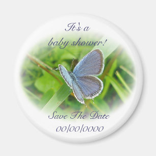 Baby Shower Blue Butterfly Save The Date Magnet