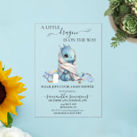 Baby Shower Blue Dragon Watercolor 