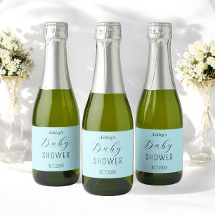 Baby Shower Blue Elegant  Sparkling Wine Label
