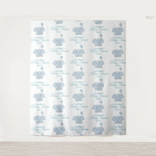 Baby Shower Blue Elephant   Step and Repeat Tapestry