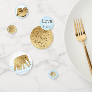 Baby Shower Blue Gold Elephant Confetti