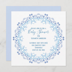 Baby Shower Blue Greenery Modern Cute Mandala