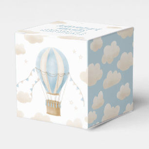 Baby shower blue hot air balloon adventure awaits favour box