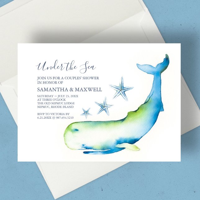 Baby Shower Blue Nautical Whale Watercolor Invitation (Baby Shower Blue Nautical Whale Watercolor Invitation)