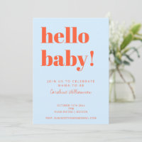 Baby Shower Blue Orange Bold Modern Gender Neutral