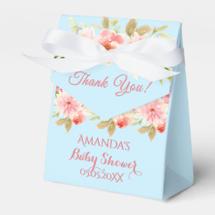 Baby shower blue pink floral thank you favour box