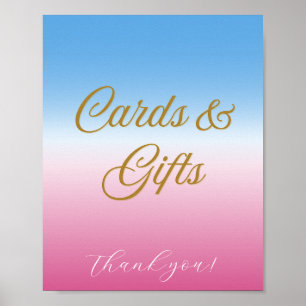 Baby Shower Blue Pink Gender Neutral Table Sign