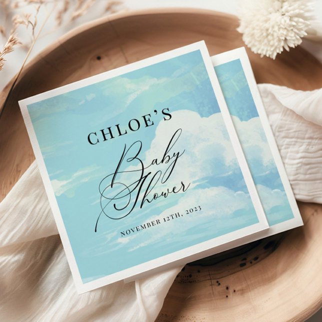 Baby Shower Blue Sky Clouds Napkin (Creator Uploaded)