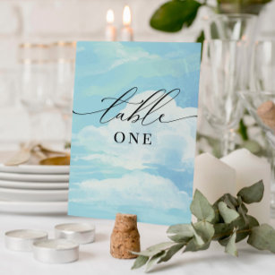 Baby Shower Blue Sky Clouds Table Card