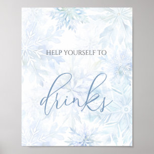 Baby Shower Blue Snowflake Drinks Poster