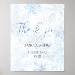 Baby Shower Blue Snowflake Thank You for Coming  Poster