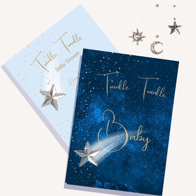 Baby Shower Blue Twinkle Twinkle Stars  Invitation (Creator Uploaded)