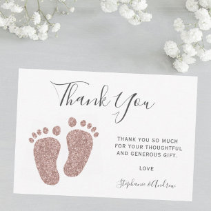 Baby Shower Blush Pink Glitter Feet Thank You