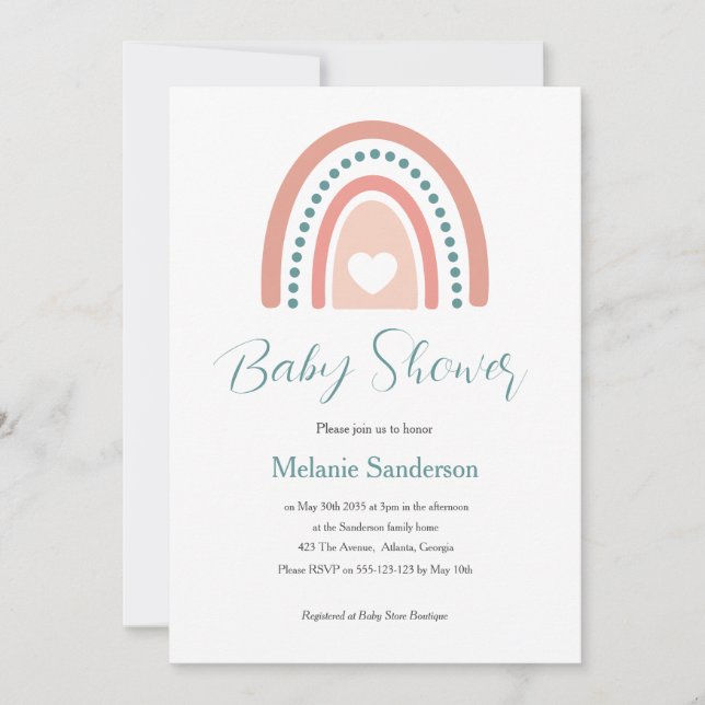 Baby Shower Boho Rainbow Invitation (Front)