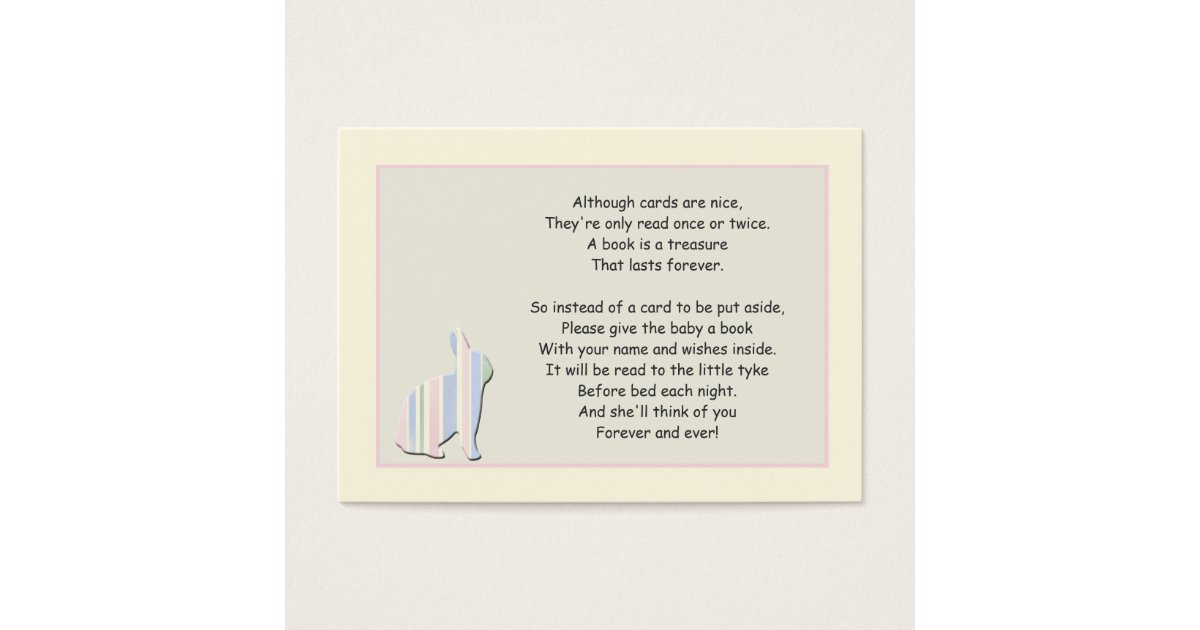 Baby Shower Book Poem Pink Insert Card | Zazzle.com.au