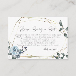 Baby Shower Book Request Dusty Blue Floral Enclosure Card