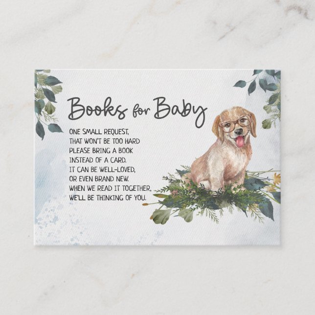 Baby Shower Book Request Puppy Enclosure Card (Front)