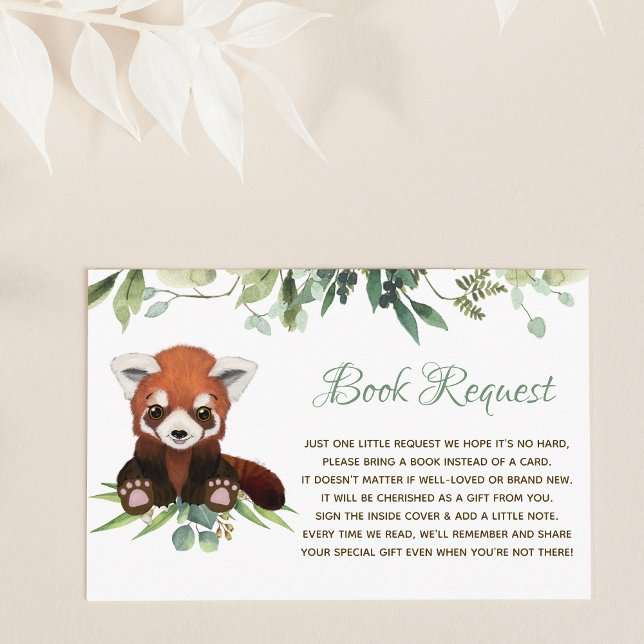 Baby Shower Book Request Red Panda Bear Enclosure Card (Creator Uploaded)