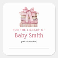 Baby Shower Bookplate Pink Bow Sticker