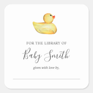Baby Shower Bookplate Rubber Duck Sticker