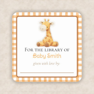 Baby Shower Bookplate Sticker Personalised Giraffe