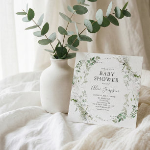 Baby Shower Botanical Greenery Modern Invitation