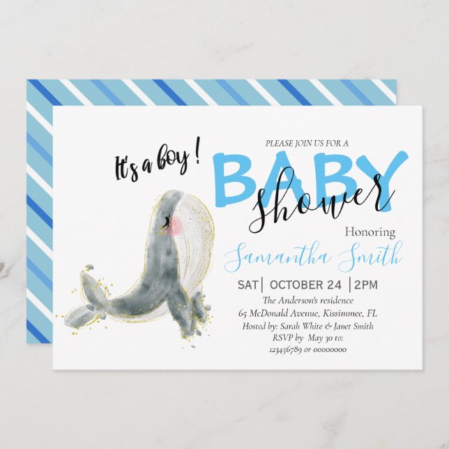 Baby Shower boy  Announcement (Front/Back)