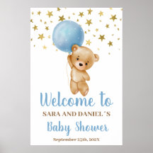 Baby Shower Boy Bear Welcome Sign