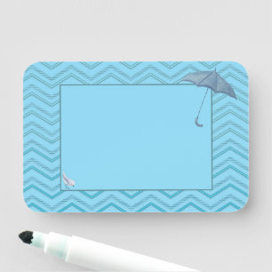 Baby Shower Boy Bird & Umbrella Name Tag