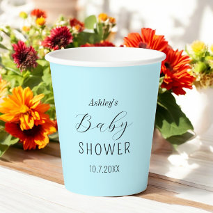 Baby Shower Boy Blue Black Calligraphy Paper cup