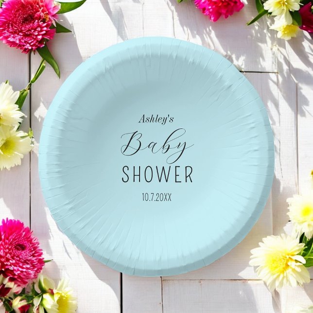 Baby Shower Boy Blue Elegant  Paper Plate (Creator Uploaded)