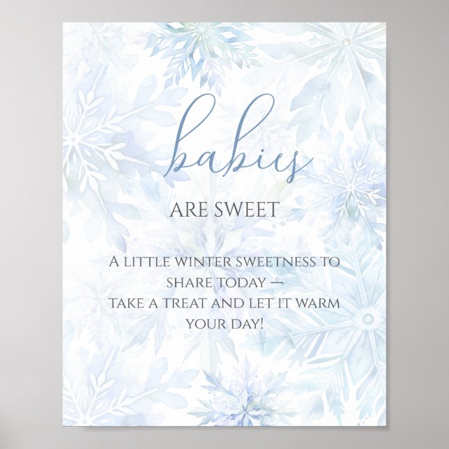 Baby Shower Boy Blue Snowflake Babies are Sweet  Poster (Front)