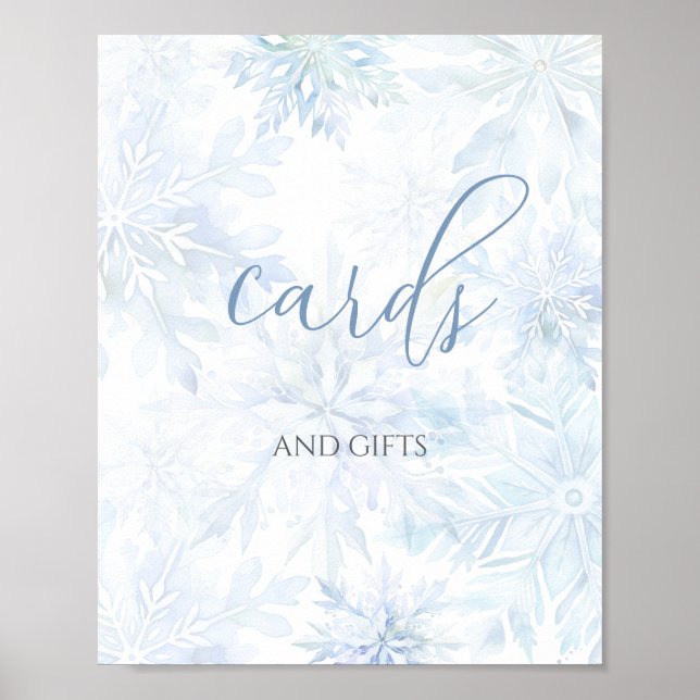 Baby Shower Boy Blue Snowflake Cards and Gifts  Poster (Front)