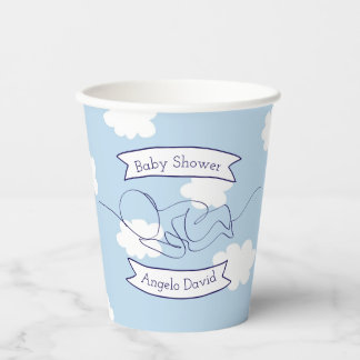 Baby Shower Boy Cloud Theme Blue Sky Paper Cups