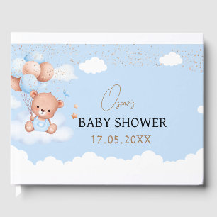 Baby shower boy cuddly bear guest book