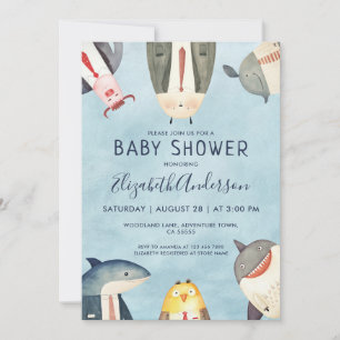Baby shower. Boy. Cute elegant card invitation