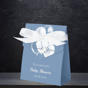 Baby Shower boy dusty blue white balloons Favour Box