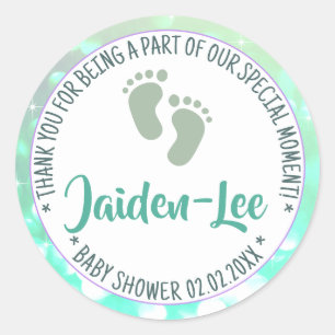 Baby Shower Boy Favour Tags Light Pastel Teal Ombr