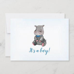 Baby shower boy   Invitation   Hippo