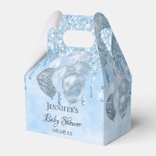 Baby Shower boy light blue balloons thank you Favour Box