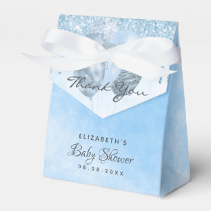 Baby Shower boy light blue balloons thank you Favour Box
