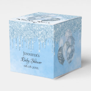 Baby Shower boy light blue balloons thank you Favour Box