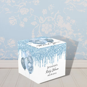 Baby Shower boy light blue white balloons Favour Box