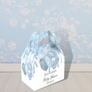 Baby Shower boy light blue white balloons Favour Box