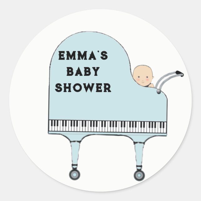 Baby Shower Boy Music Theme Classic Round Sticker