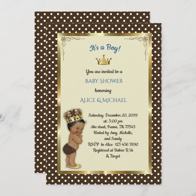 Baby Shower Boy, Prince Boy, maroon, white Invitation (Front/Back)