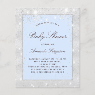 Baby shower boy silver blue budget invitation flyer