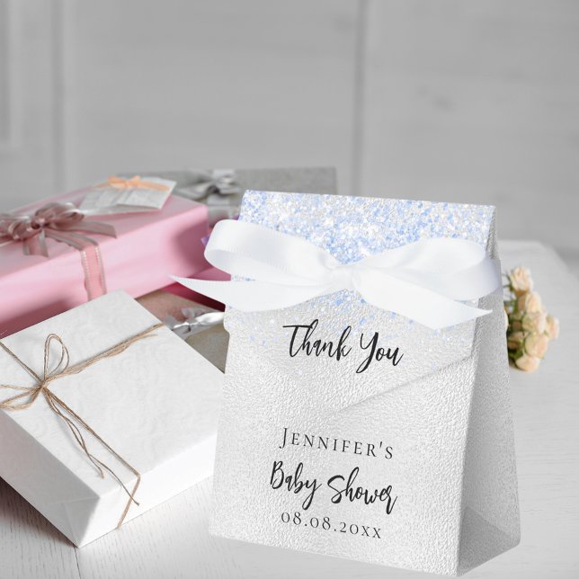 Baby Shower boy silver blue thank you Favour Box (Creator Uploaded)
