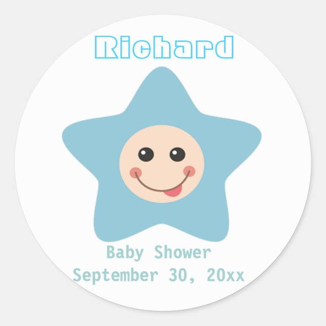 Baby Shower Boy Sticker Invite (Front)