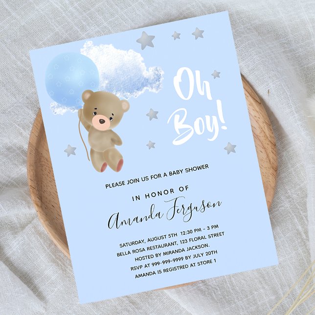 Baby shower boy teddy bear budget invitation flyer (Creator Uploaded)